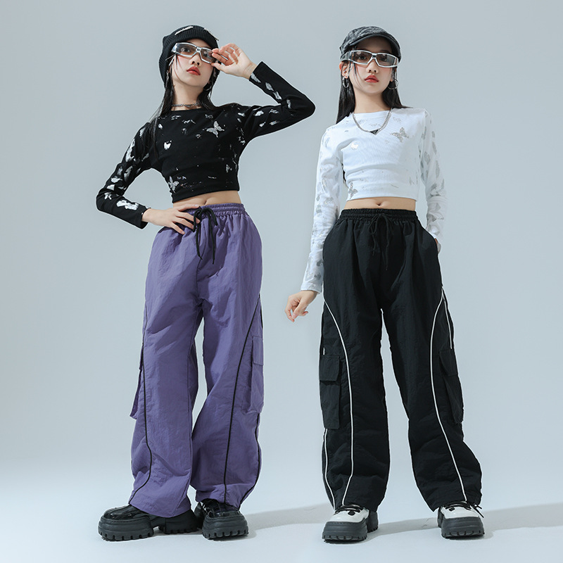 소녀 스트리트 댄스 의상 어린이 힙합 라틴 댄스 슬림 핏 달콤한 쿨 패션 의상 세트 재즈 댄스 의상 공연 의상