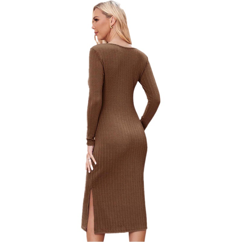Cross-border new dress maternity dress long sleeve side loose knitted rib pregnant women tight autumn and winter dress