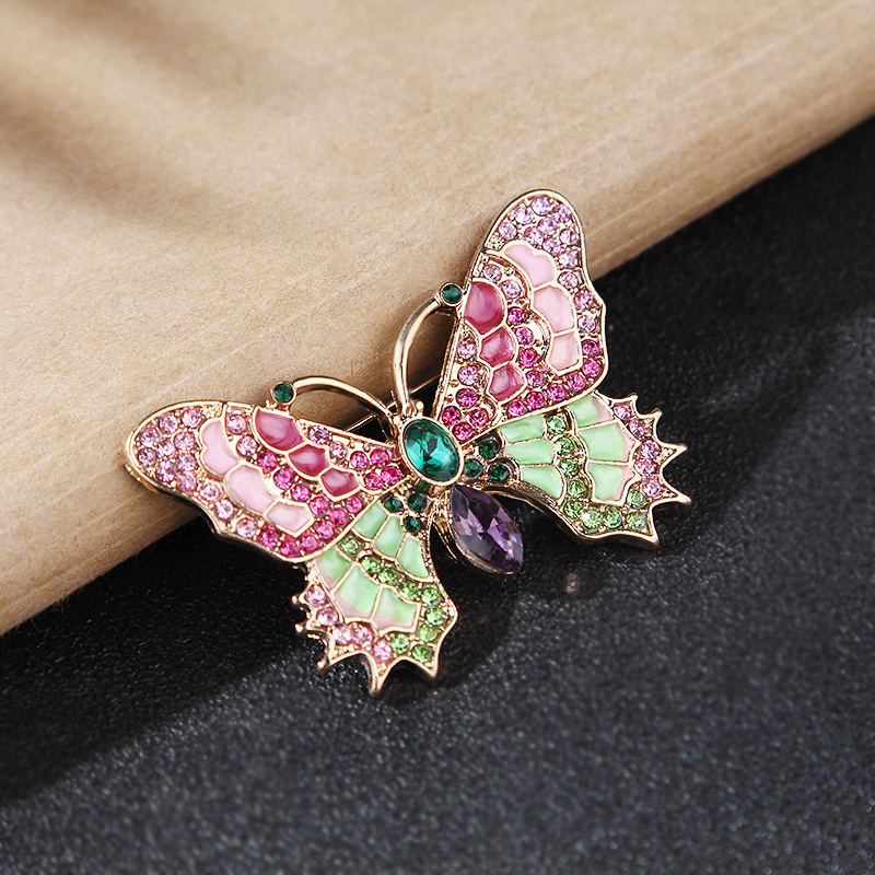 European and American fashion antique vintage oil drop enamel insect butterfly golden cicada overcoat buckle don brooch wholesale