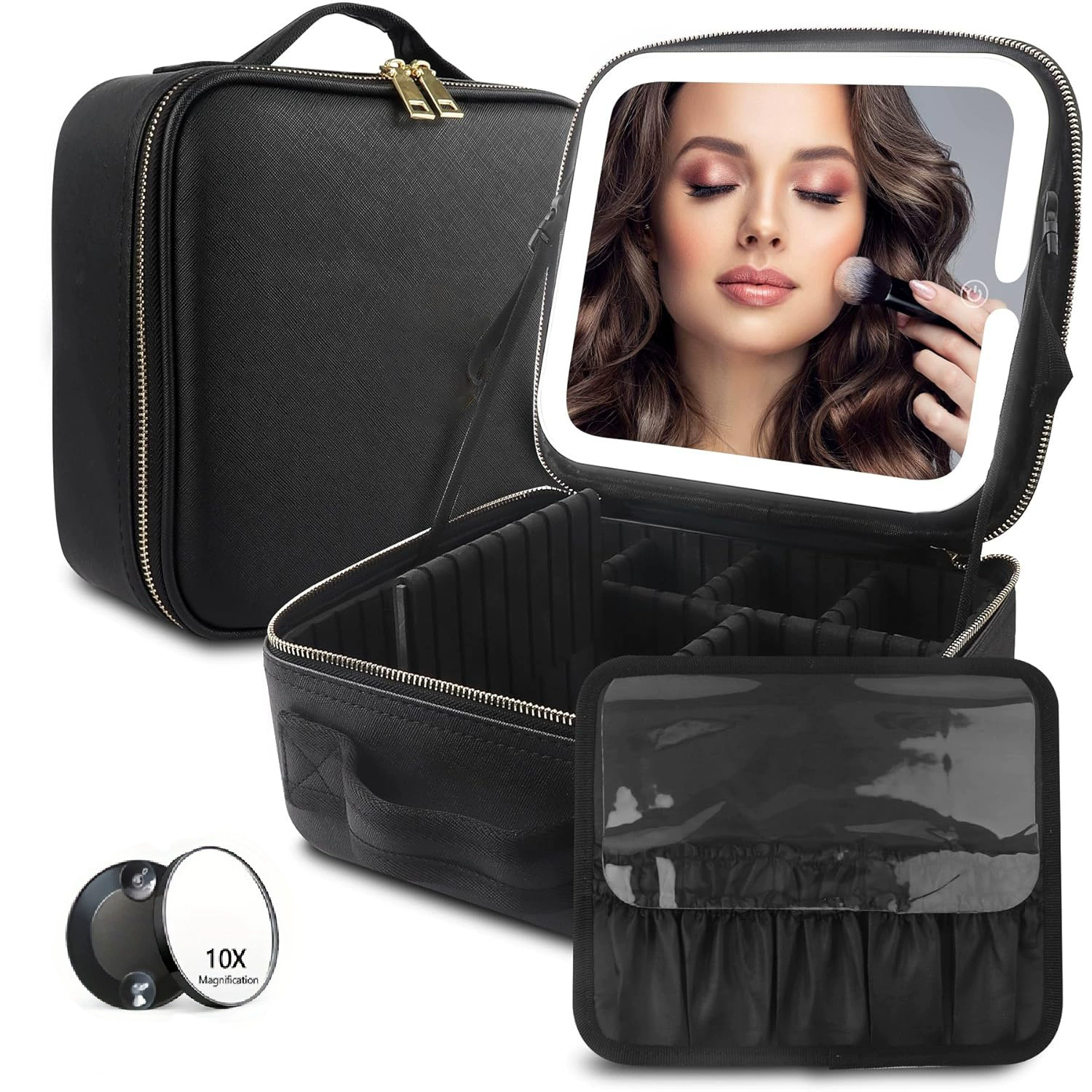 2025 новых кросс-граничных дропшиппинг больших высококачественных черных дорожных косметичек (регулируемых)