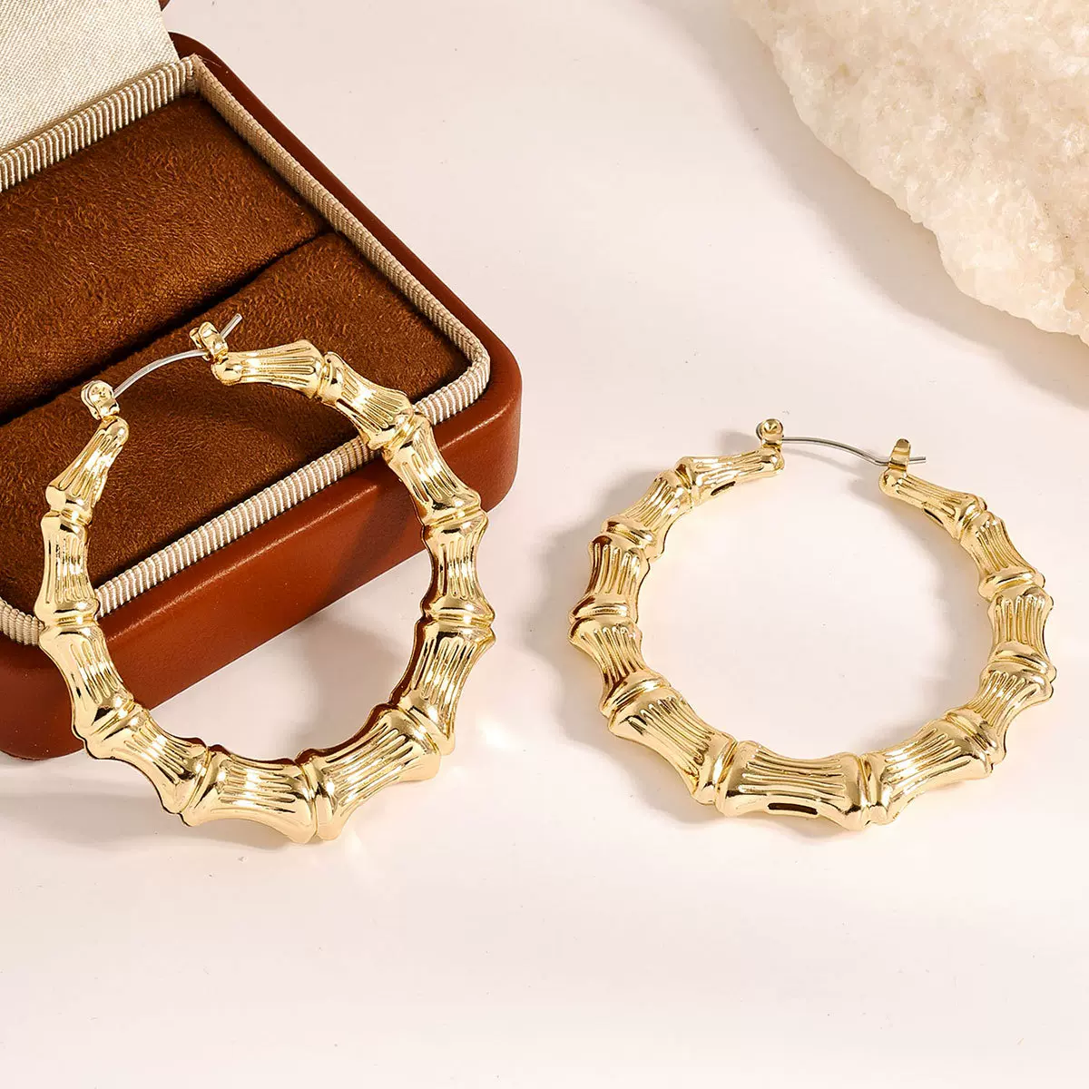 欧美新款外贸夸张耳环 个性仿金竹节爱心大圆hiphop街舞耳坠耳饰