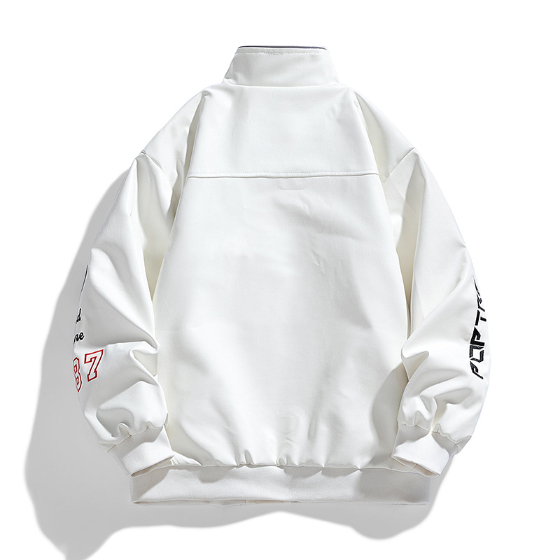 Chaqueta de cuero PU para hombres, nuevo otoño, chaqueta de cuello vertical, chaqueta de motocicleta de manga larga, chaqueta de nicho, chaqueta de color