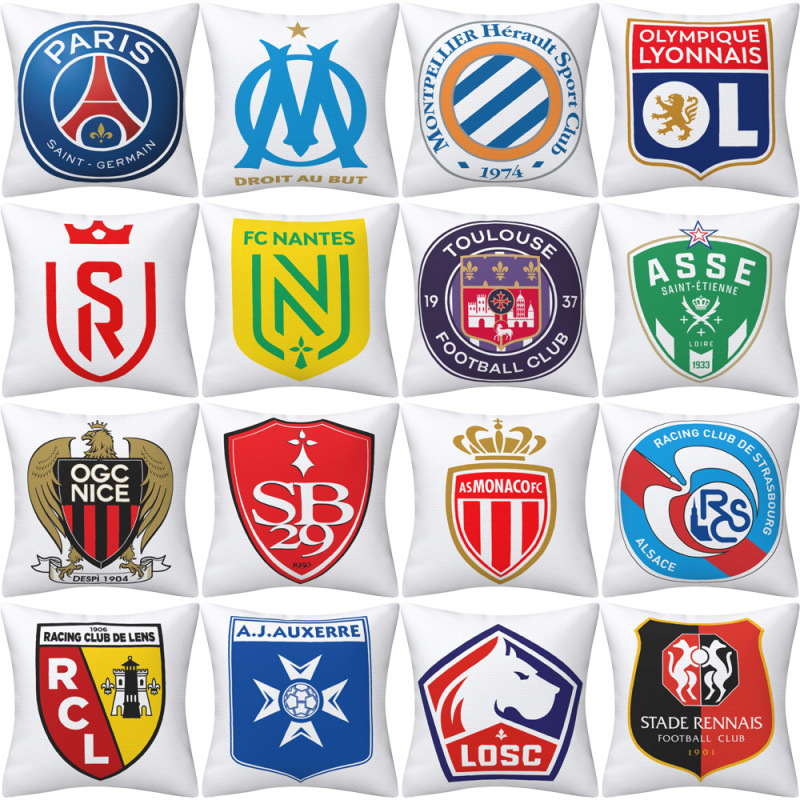 Ligue 1 Football Team Logo Pillow Cover Bar Party Decoration Cushion Sofa Cushion Cover Fan Gift Wholesale