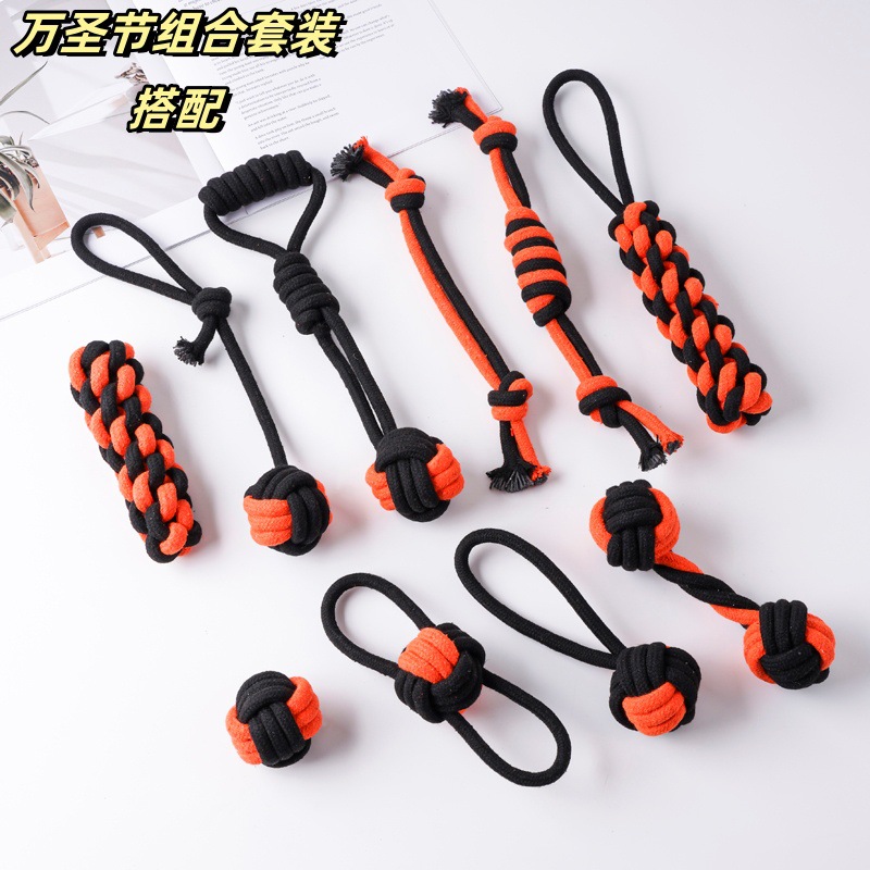 Explosiones transfronterizas regalos de Halloween para mascotas juguetes de algodón juguetes para perros de dientes de dientes de limpieza de dientes cuerda nudos artículos para mascotas