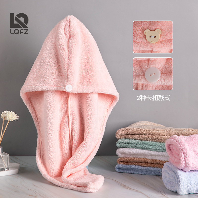 Coral velvet dry hair hat for women, double layer, strong water absorption, quick drying, thickened, shower cap, turban, towel for everyone, cross-border