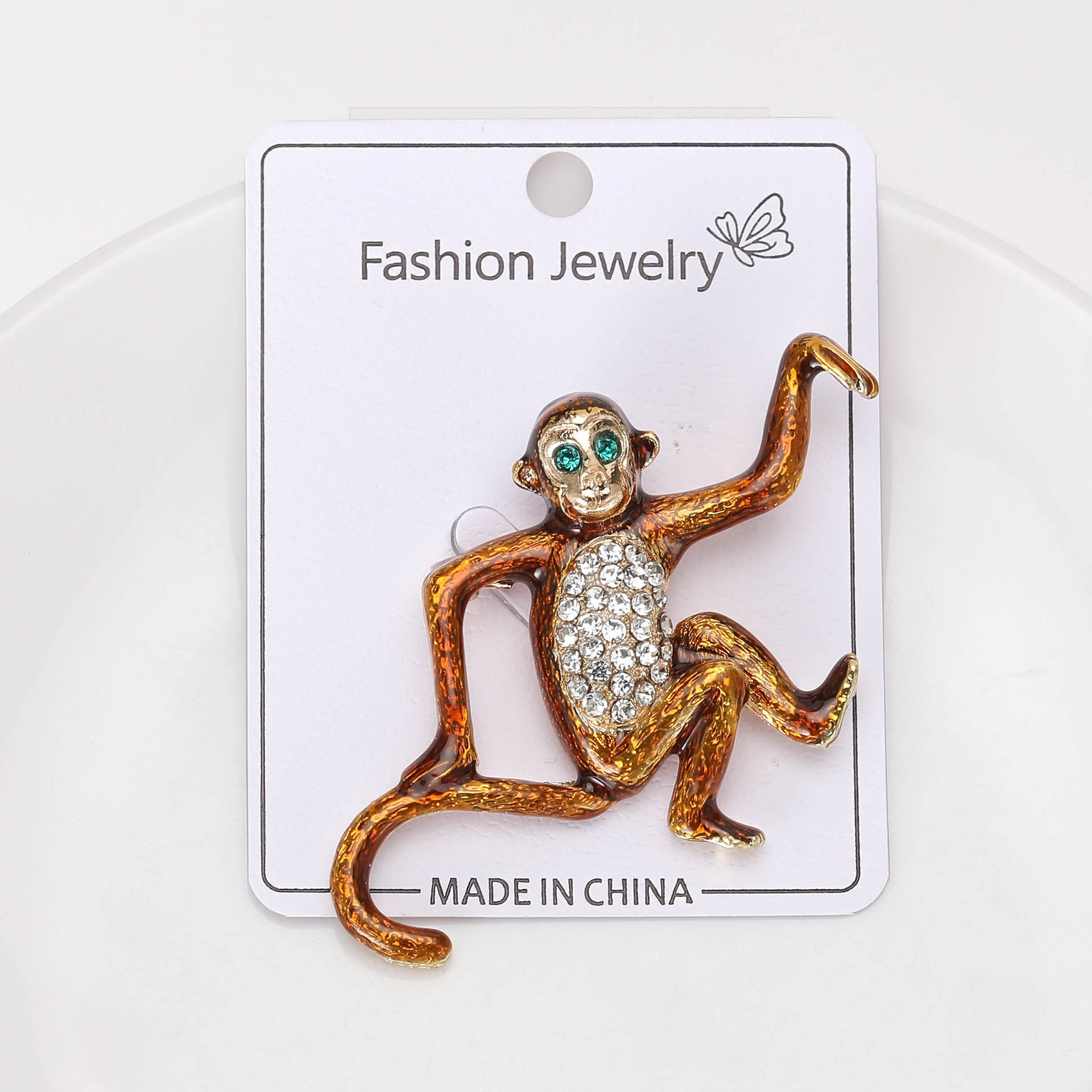 17g Weight Vintage Style Pin Monkey Alloy Enamel Rhinestones Women's Brooches