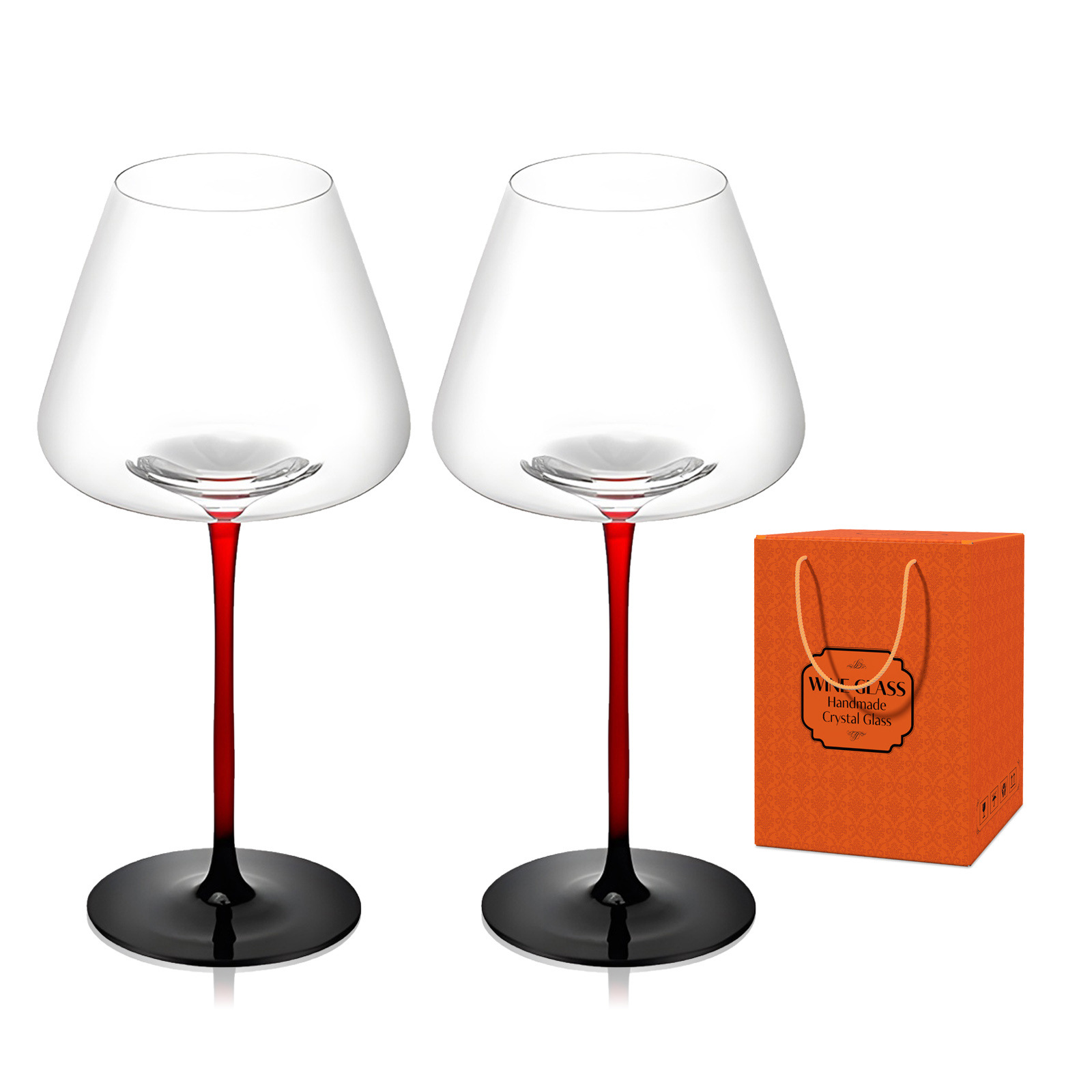 Copas de vino tinto de cristal, dos cajas de regalo, copas con fondo cóncavo de vientre grande, un par de copas de champán de regalo de hotel de comercio electrónico