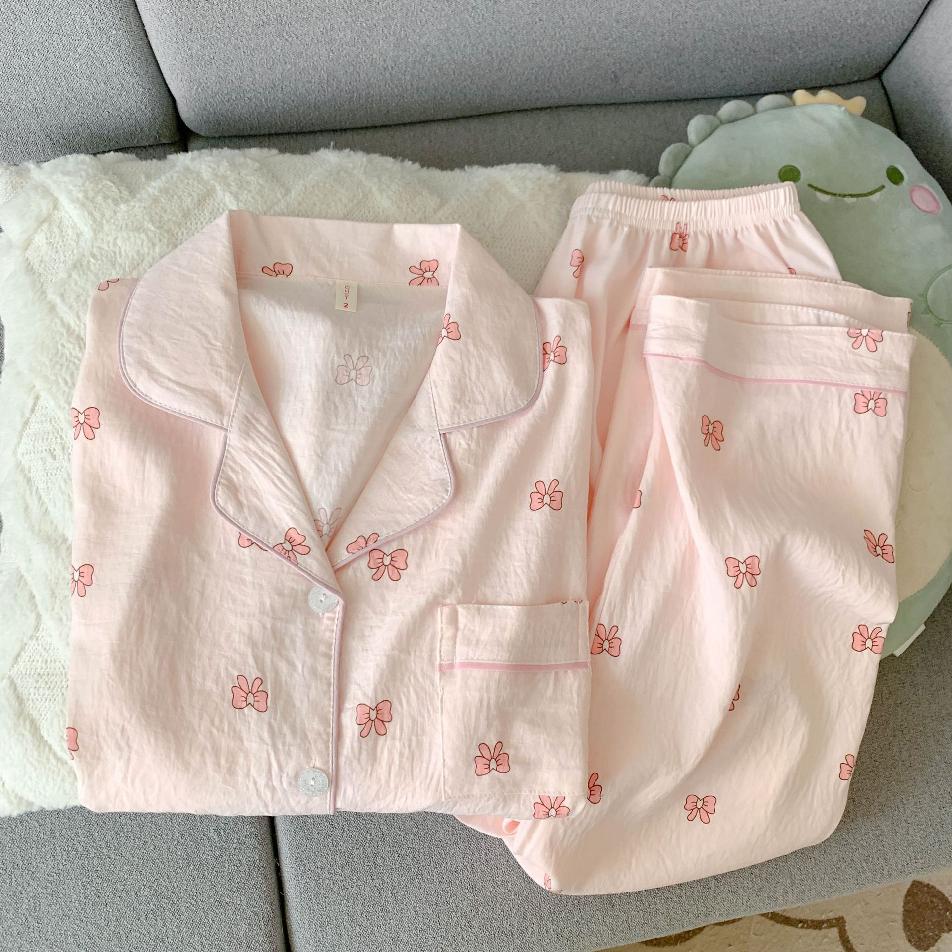 Al por mayor transfronterizo nueva primavera y otoño en línea explosión delgada nube de algodón dulce pijama de mangas largas pantalones largos ropa para el hogar cubierta