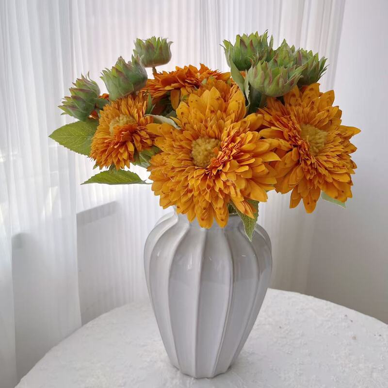 Teddy Sunflower Artificial Flower Decoration Table Flower Ornaments Fake Flower Ornaments Artificial Bouquet Popular Sunflower
