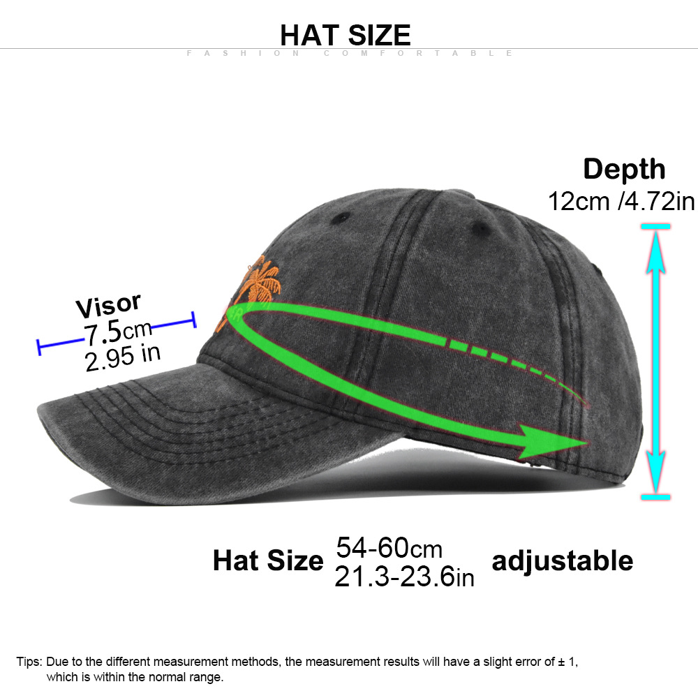 Mens Baseball Cap With Coconut Embroidery Washed Cotton Sun Visor_voghion.com