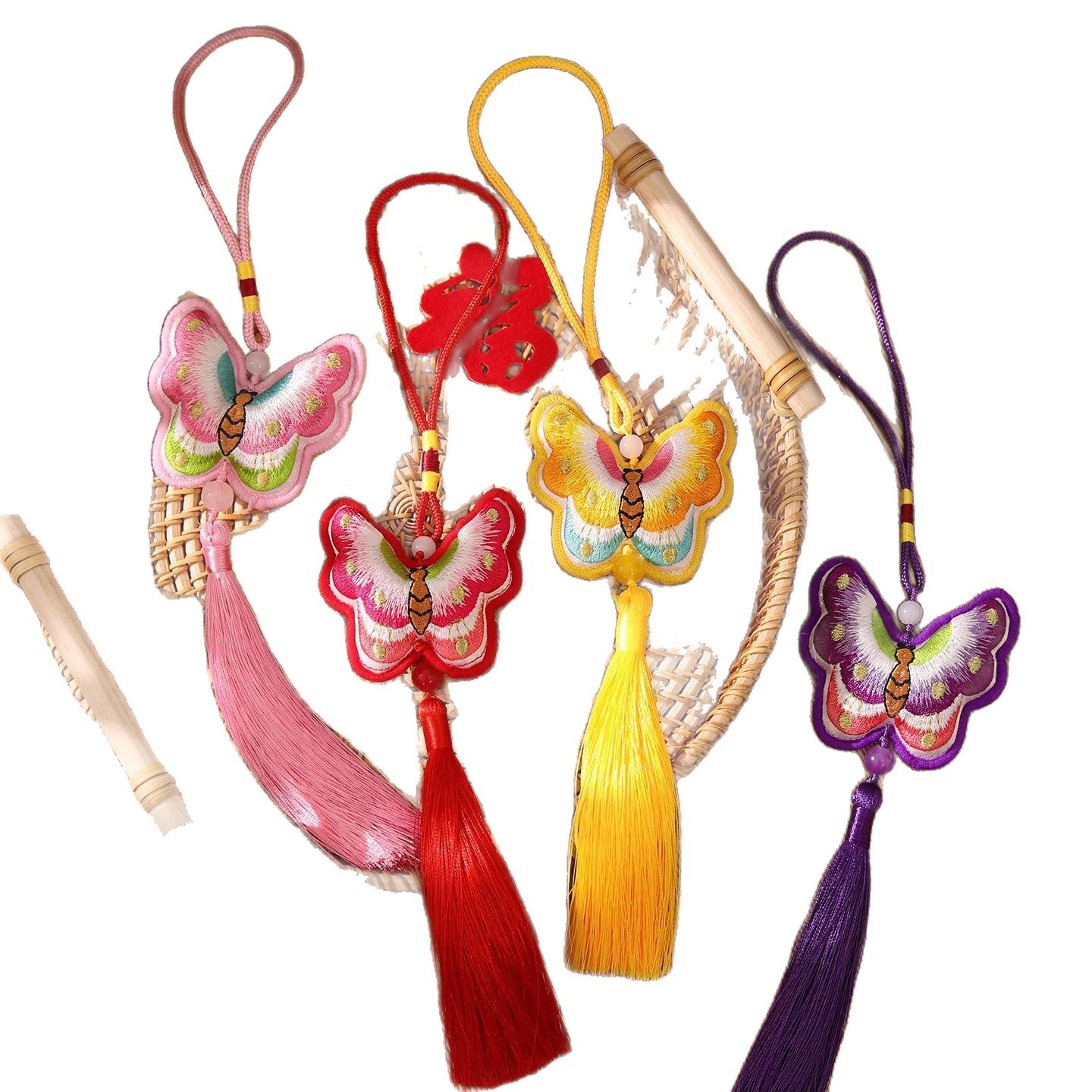 Nuevo Año Nuevo flores de bocadilla colgante mariposa bordado colgante decoración de Año Nuevo atmósfera diseño material DIY hecho a mano