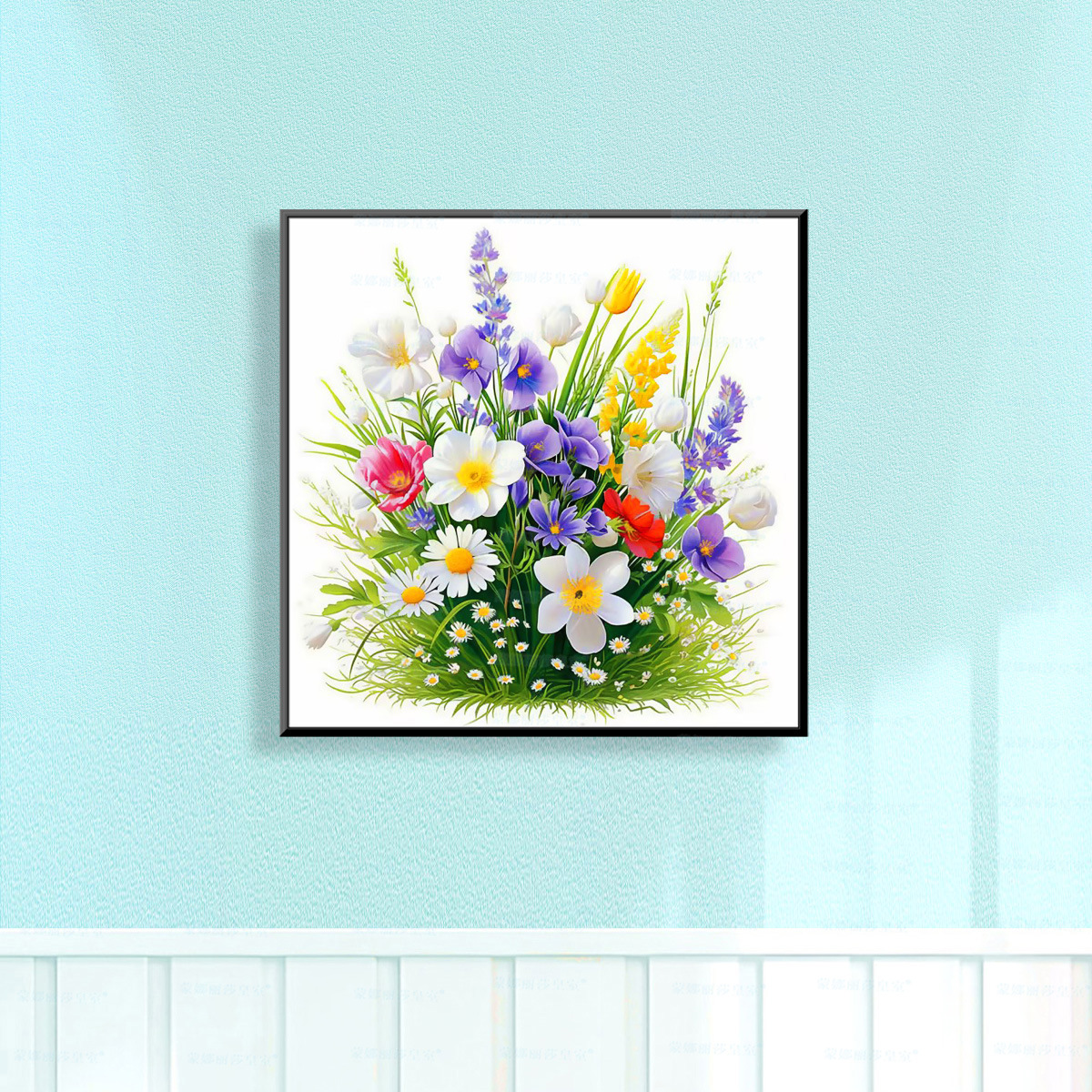Mona Lisa real bordado cruzado nuevo estilo fresco simple flor flor sala de estar decoración de entrada bordado a mano