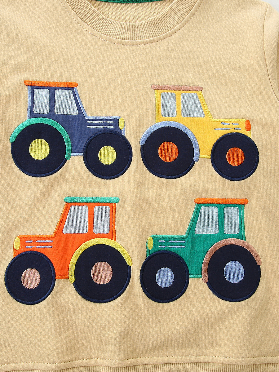26 nuevos productos de otoño, sudaderas para niños, sudaderas de estilo europeo y americano con bordado de dibujos animados, sudaderas para niños de algodón tejido con cuello redondo.
