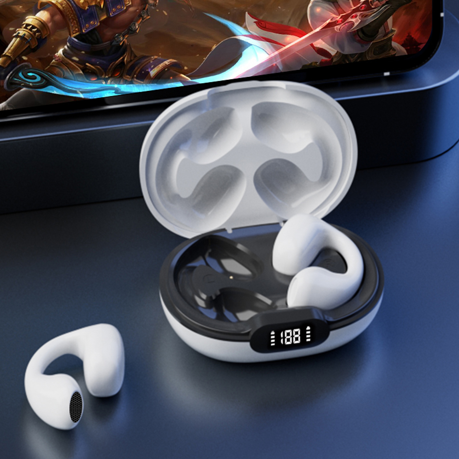 Nuevos auriculares Bluetooth Real almacén transparente inalámbrico semi-en la oreja de larga duración resistencia táctil TWS auriculares Bluetooth al por mayor image 3