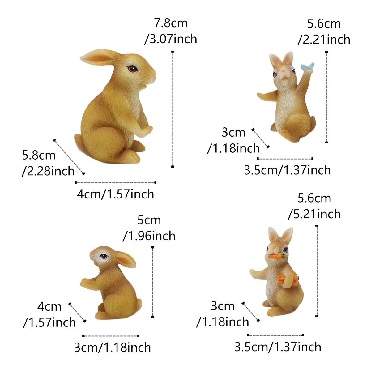   resin simulation animal bunny set four home crafts ornaments outdoor garden decoration 