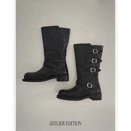 返 2025秋季新款韩国设计师atel*er多种穿法皮带扣马丁靴