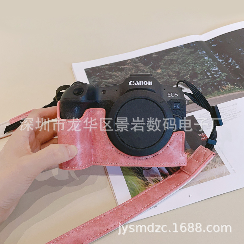 Suitable for Canon R8 Universal RP Leather Pink Micro SLR Camera Removable Battery Base Half Set Protective Bag
