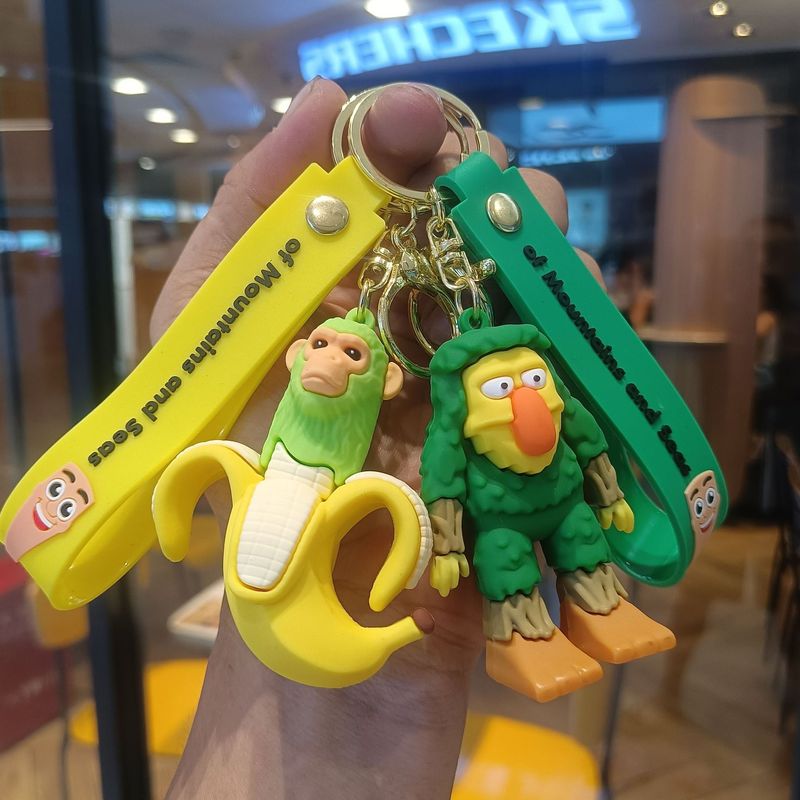 クリエイティブ漫画山と海の経典キーホルダーかわいい木の棒人間サメ海洋生物キーホルダーバッグペンダント卸売|undefined