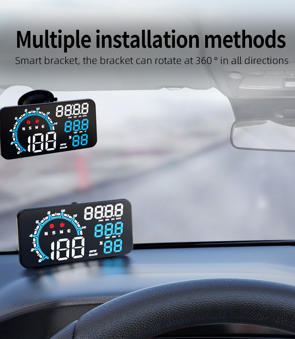 Cross-border high-definition digital display car monitor GPS universal car projector manufacturer in-stock HUD head-up display