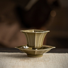 陶瓷茶盏品茗杯仿宋客用禅意茶杯防烫杯垫复古风茶室主人杯茶点盘