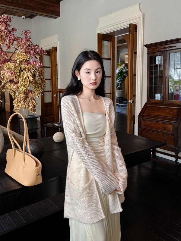 DIGM | 2025秋季极简慵懒风马海毛羊毛针织衫开衫毛衣女A3M008|undefined