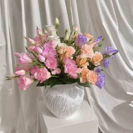 hoa giả 4 bông jie geng hua hoa giả cao cấp hoa lụa trang trí đồ trang trí trang trí tiệc cưới cắm hoa dai ye ling long jie geng nghệ thuật cắm hoa