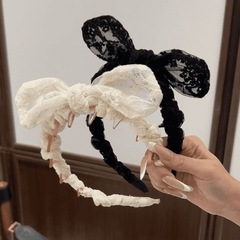 韩系感头饰法式森系百搭蕾丝蝴蝶结头箍可爱俏皮兔子耳朵发箍发饰