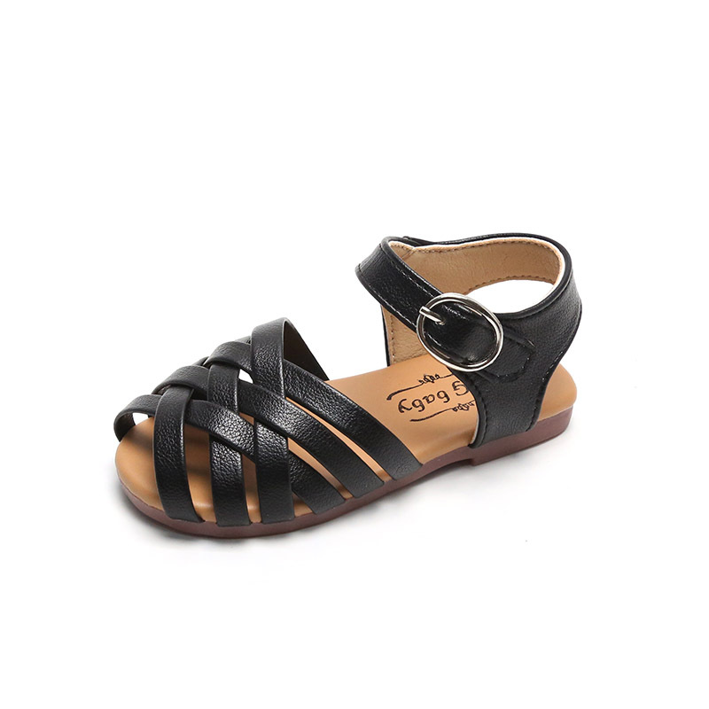 Baotou Sandals with Soft Sole Korean Hollow Small Leather Summer New Girl's Roman 2022 Children's Shoes_voghion.com
