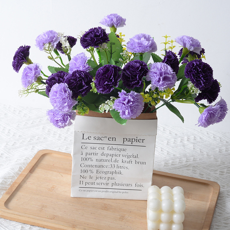 Flores nórdicas flores falsas claveles flores caseras decoración de bodas flores artificiales