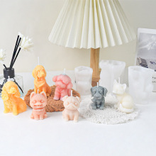 跨境新品 多款小狗硅胶模具DIY斗牛犬造型香薰蜡烛硅胶模具现货