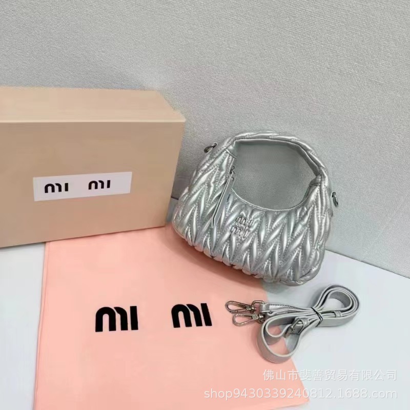 Miaomiu familia Qianjin, bolso de brazo, bolso de brazo Hobo, bolso de hombro, bolso de media luna portátil.