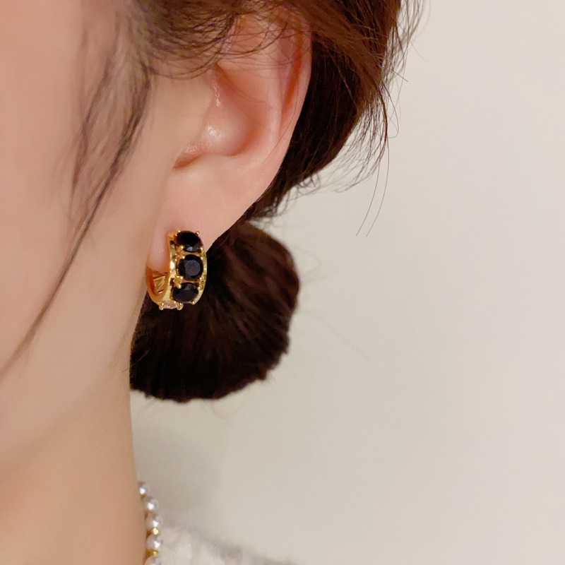 Double-sided elegant design universal earrings with zircon