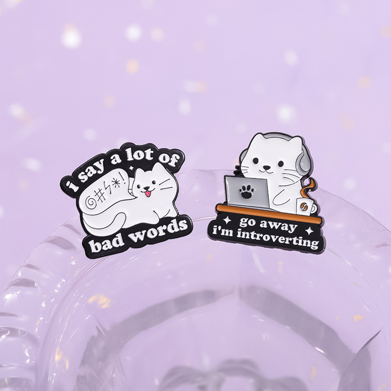 Stoving Varnish Design Cute Pin Letter Cat Alloy Stoving Varnish Unisex Brooches