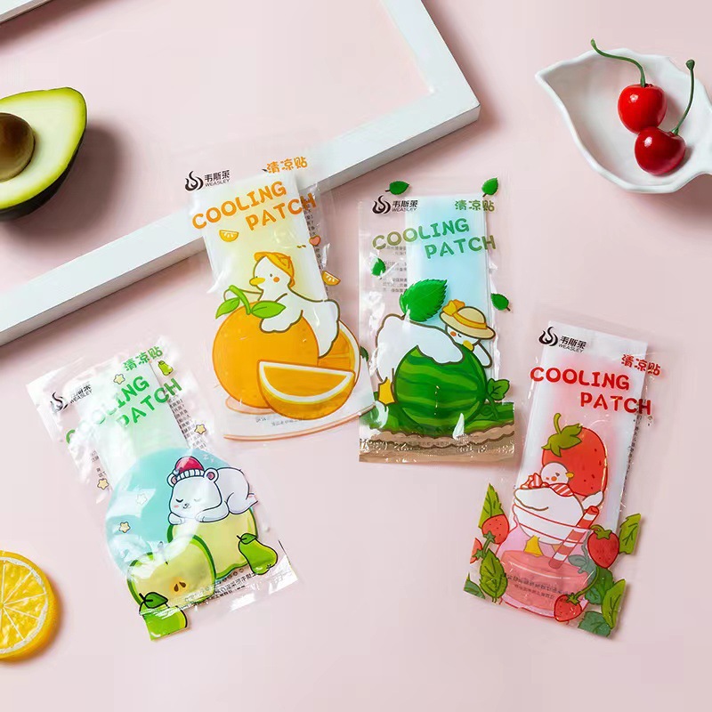 Cooling Patch Summer Cooling Cartoon Cooling Cooling Fruit-Flavored Ice Patch Student Military Training Heatstroke Prevention and Fever Reduction Cooling Patch