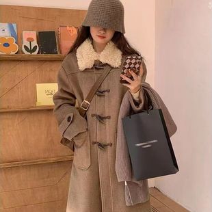 Korean Style Women's Wool Coat 2025 Winter New Mid-Length Over-The-Knee High-End Duffle Coat Jacket