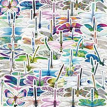50张蜻蜓涂鸦贴纸汽车行李箱手机防水贴画笔记本手帐贴纸批发