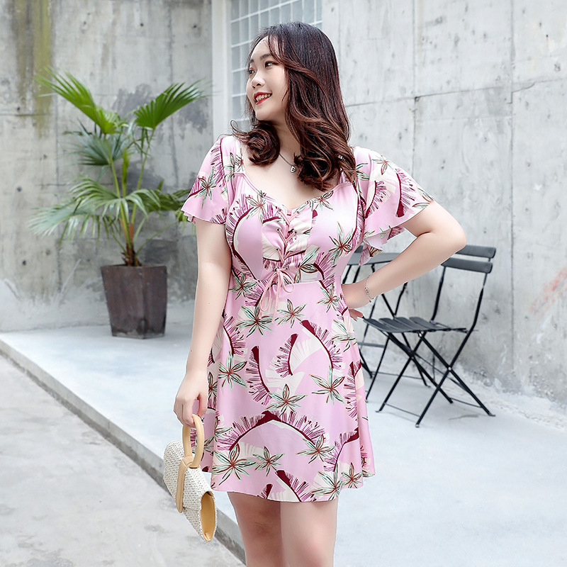 Trajes de baño para mujeres que cubren la piel delgada de tamaño grande unido de moda conservadora impresión de ropa de baño casual de mujer al por mayor