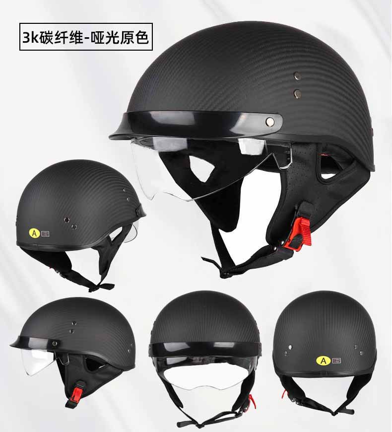 Carbon fiber half helmet motorcycle helmet retro 3C certified men's summer helmet for motorcycles, motorbikes, electric vehicles, women's all-season helmet