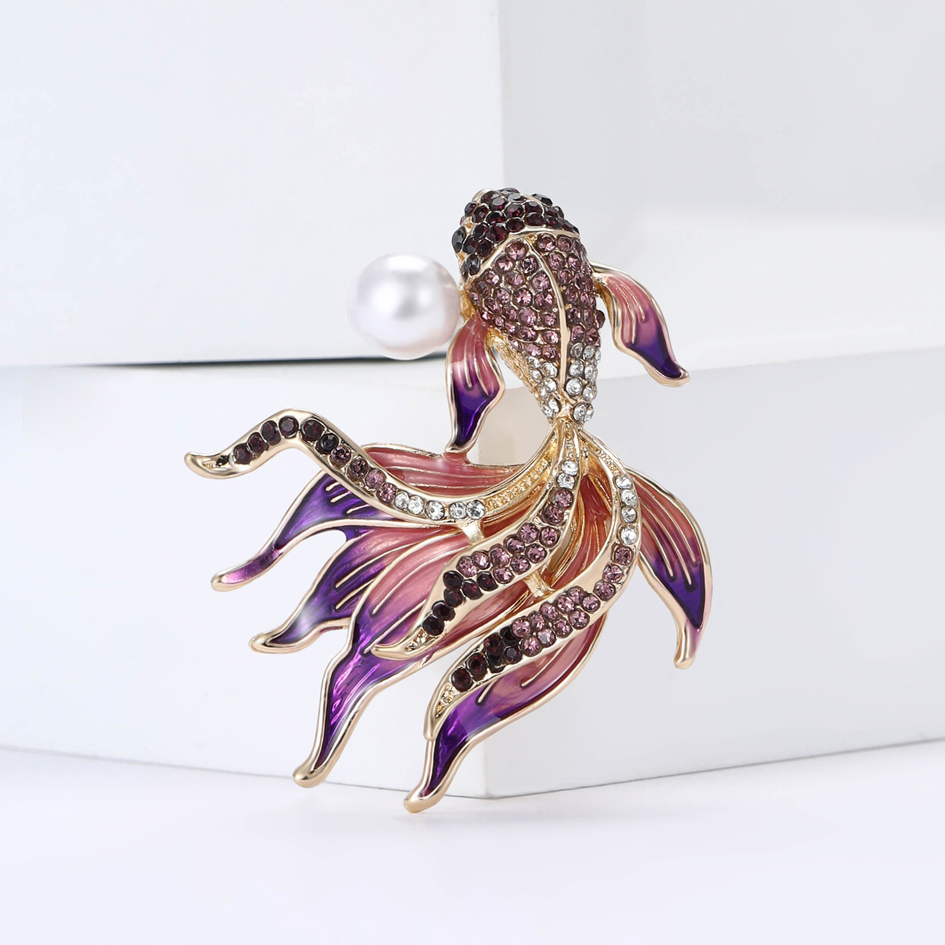Alloy Material Vintage Style Classic Style Pin Goldfish Alloy Rhinestones Unisex Brooches