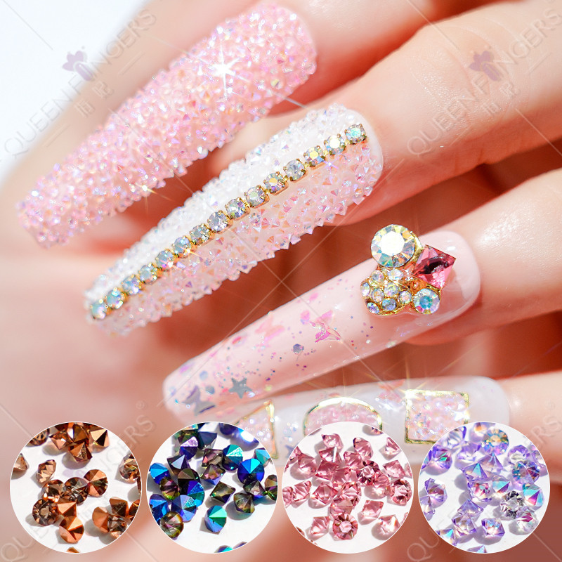 Joyería de uñas de cristal de uñas micro diamante uñas de cristal de diamante de arena Micro Grano micro diamante puntiagudo accesorios de Joyería de diamantes de fondo