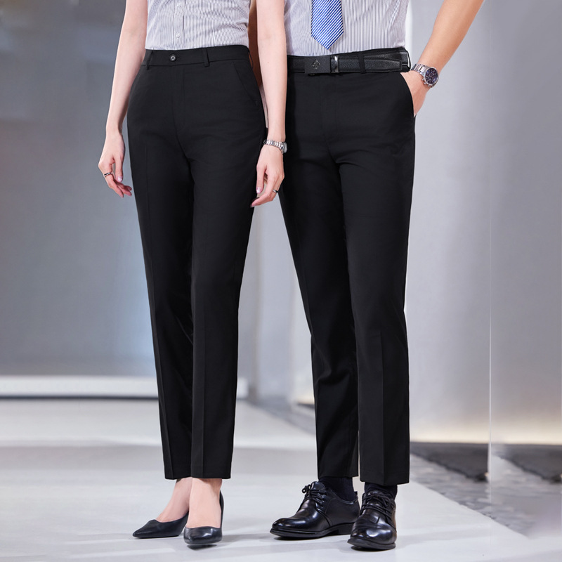 High-end Stretch Pants Summer Men's and Women's Dress Straight Pants Black Men's Business Commuter Dress Pants