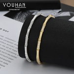 真金电镀微镶锆石气质手饰品女高级感竹节步步高升手镯源头工厂