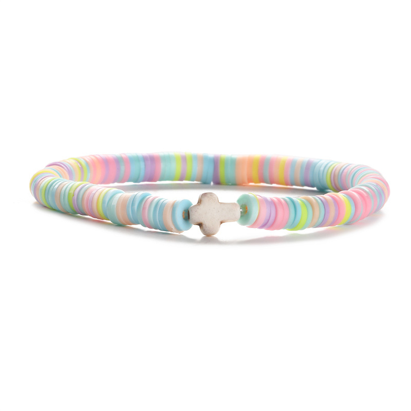 Amazon 6mm de color de cerámica suave cuentas elásticas cuentas pulseras cruz pulseras de regalos para hombres y mujeres