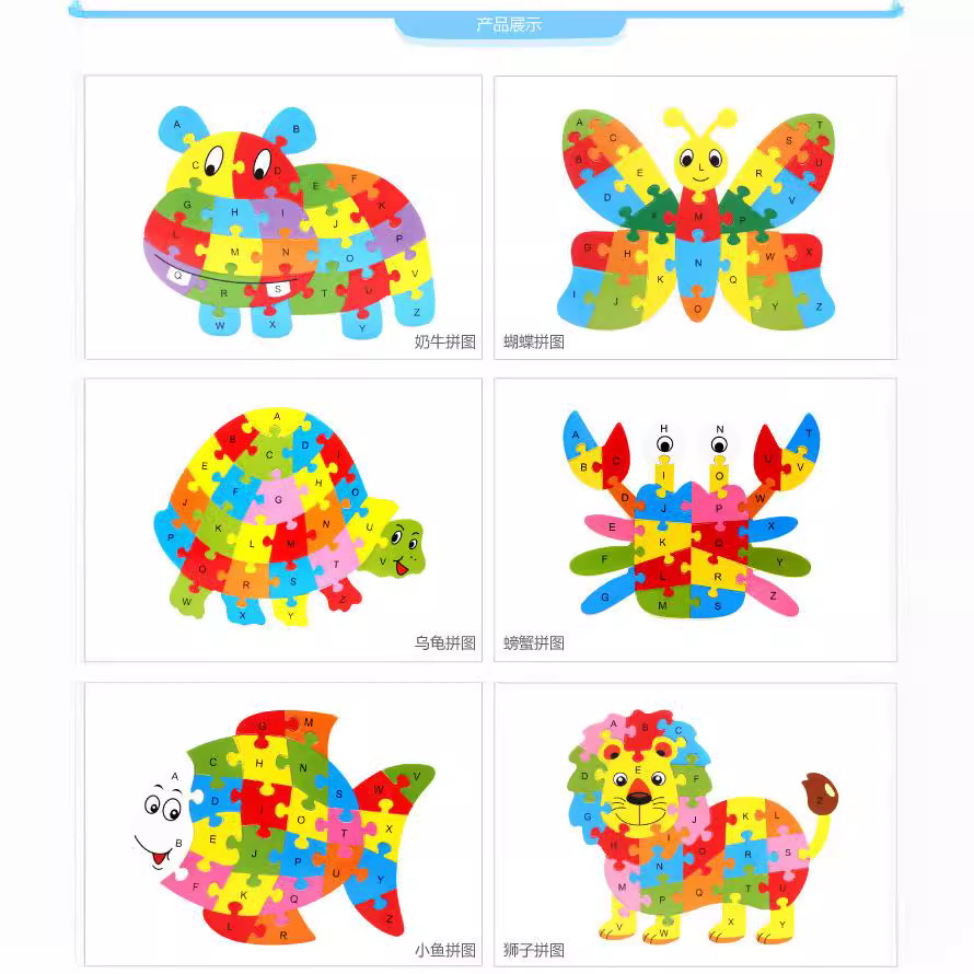 Rompecabezas educativo de madera con letras y animales, diseño de dinosaurio 26 letras, juguete didáctico para niños de 3 a 6 años