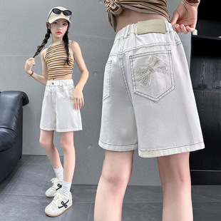 Girls Summer Shorts 2025 New Kidsren's Korean Style Foreign Style Five-Point Pants Little Girls Summer Casual Jeans Trendy