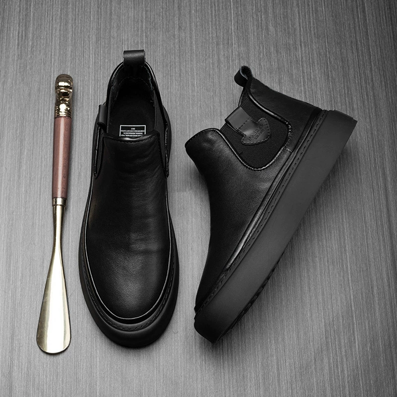 Прямые поставки с фабрики Ботинки Челси, мужские ботинки Martin, Осень-зима, новые повседневные кожаные туфли с высоким верхом на толстой подошве, цельная доставка