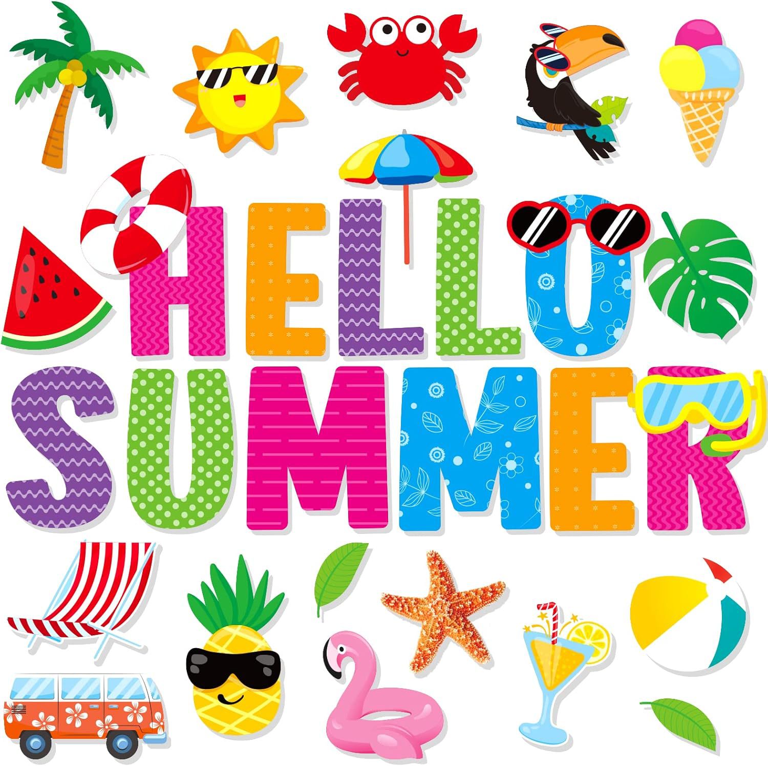 沙滩主题教室装饰剪纸 防水防褪色夏威夷元素氛围公告板装饰标签