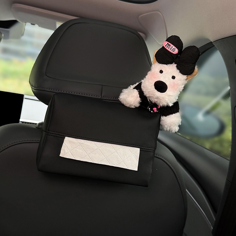 2026 New West Highland Car Armrest Box Tissue Holder, In-car Tissue Box, Seat-mounted Tissue Bag, Therapeutic Style