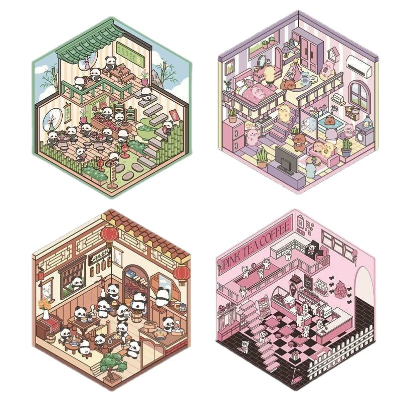 Small three dimensional sticker, cute hut, DIY, 3D