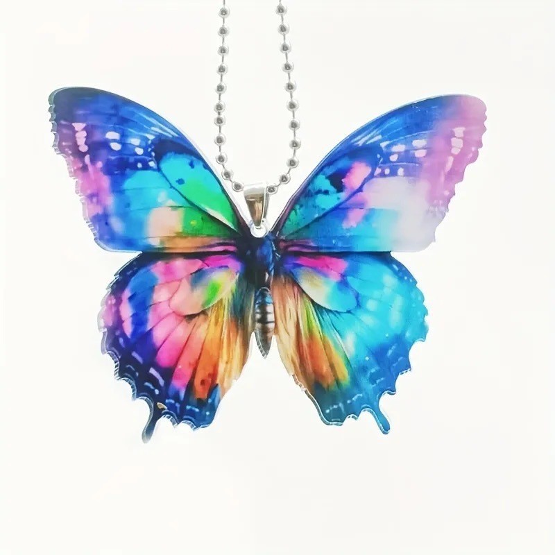 Transfronterizo nuevo creativo mariposa acrílico decoración interior del automóvil colgante mochila llavero decoración del hogar image 5